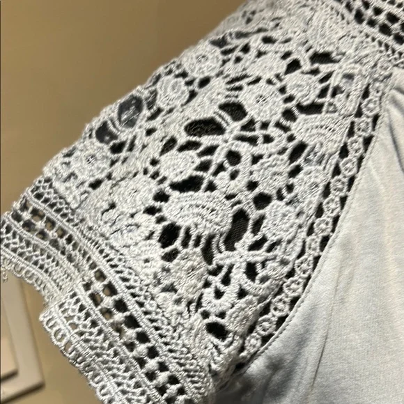 Lauren Ralph Lauren Light blue Cap Lace Sleeve Blouse - Picture 3 of 5